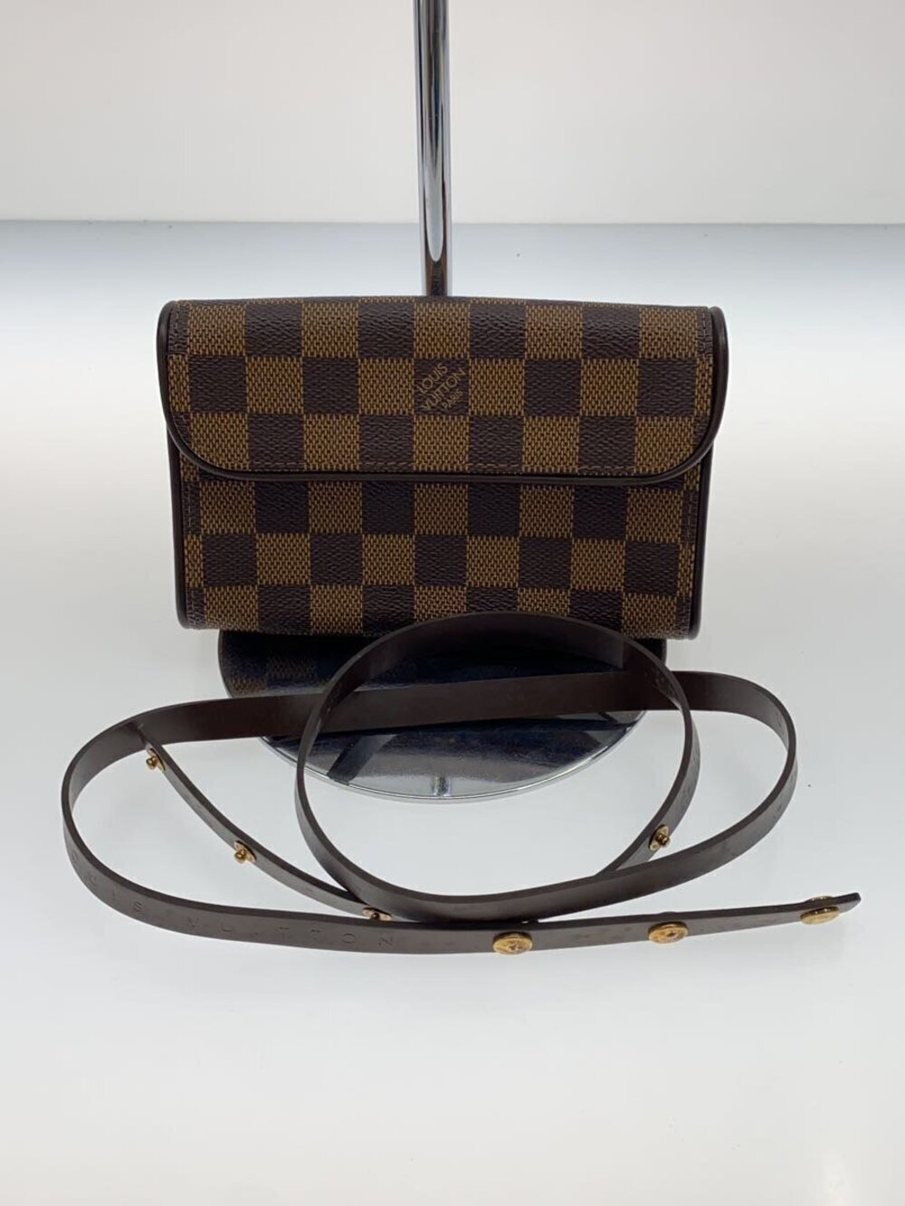 LOUIS VUITTON Pochette Florentine Damier Ebene Brown Leather Brown